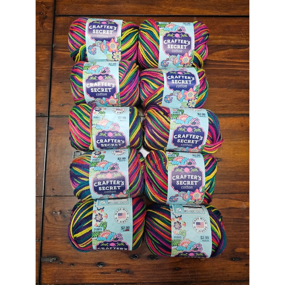 10 Skeins‎ Crafter's Secret Cotton Yarn Rainbow Bridge 136 100% Cotton 95yds